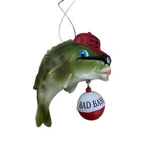 Kurt Adler BAD Bass Bobber with Bass Fish With Sunglasses Lips hanging Ornament